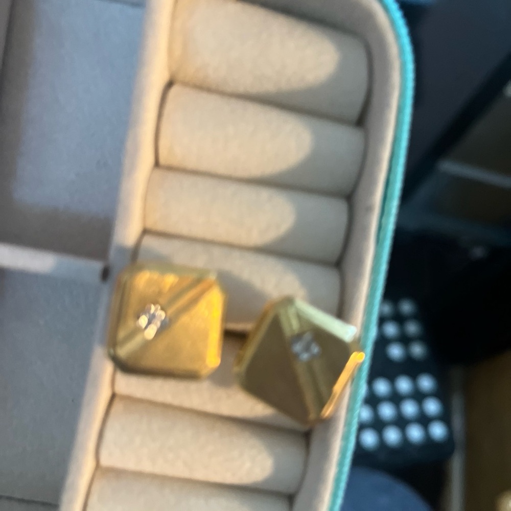 Gold Plated Cufflinks With Cubic Zirconia Stone